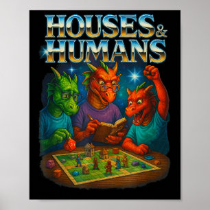 Póster Casas Y Humanos Divertido Juego De Rol Gamer Hombr