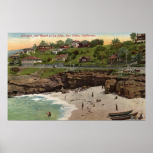 Póster Casas y playa de La Jolla