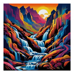Póster Cascada al amanecer 1