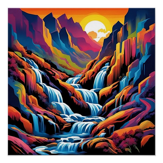 Póster Cascada al amanecer 1 (Anverso)