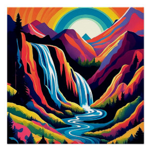 Póster Cascada al amanecer 4