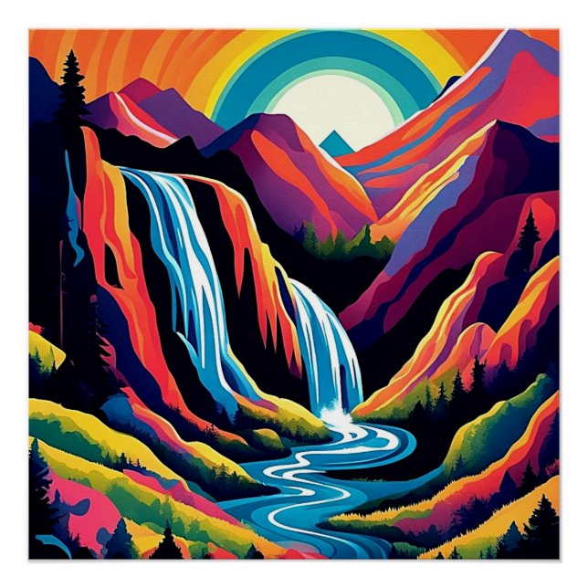 Póster Cascada al amanecer 4 (Anverso)