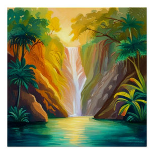 Póster Cascada al atardecer
