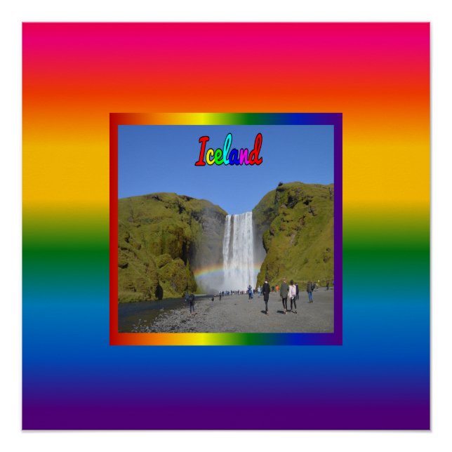 Póster Cascada arcoiris de Islandia (Anverso)