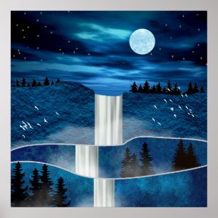 Póster Cascada azul