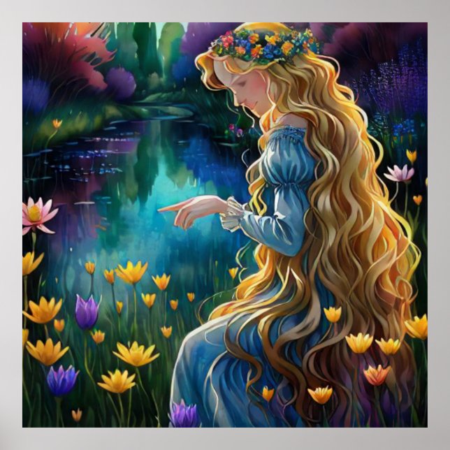 Póster *~ Cascada Beautifu AP56 Flores de estanque para m (Frente)