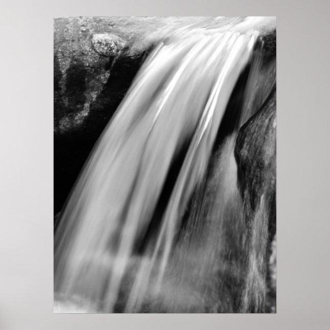 Póster Cascada, blanco y negro (Frente)