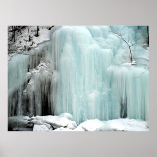 Póster Cascada Congelada, azul