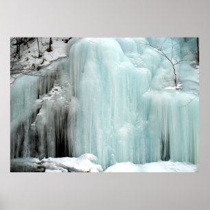 Póster Cascada congelada, azul