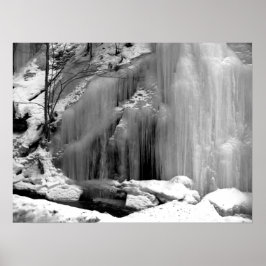 Póster Cascada congelada en blanco y negro