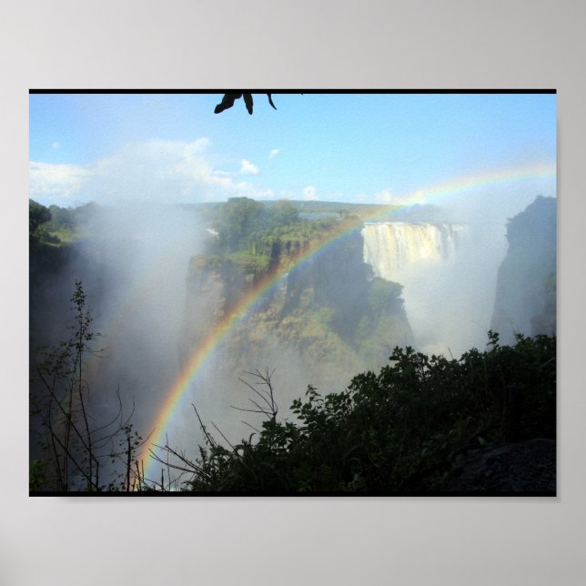 Póster cascada de agua de arcoiris parque dorado áureo (Frente)