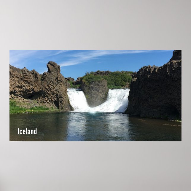 Póster Cascada de agua de Islandia (Frente)
