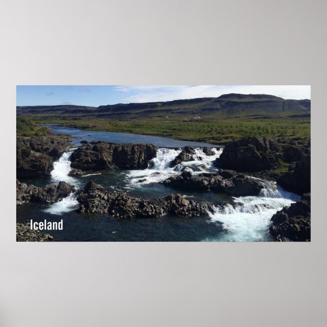 Póster Cascada de agua de Islandia (Frente)