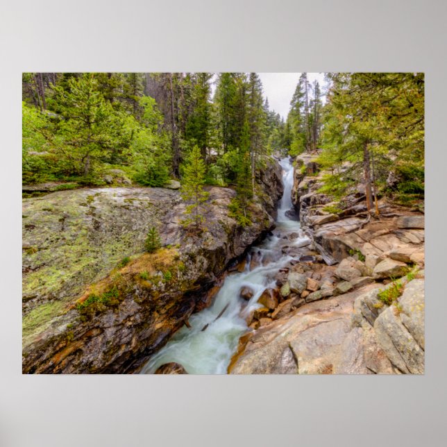Póster Cascada de agua y cascada de río (Frente)
