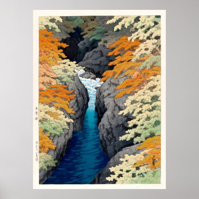 Póster Cascada de Azuma Gorge Hasui Kawase (Frente)