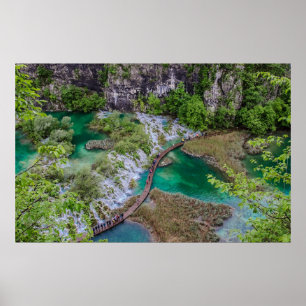 Póster Cascada de cascada del parque de lagos Plitvice