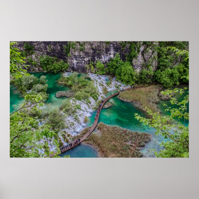 Póster Cascada de cascada del parque de lagos Plitvice (Frente)
