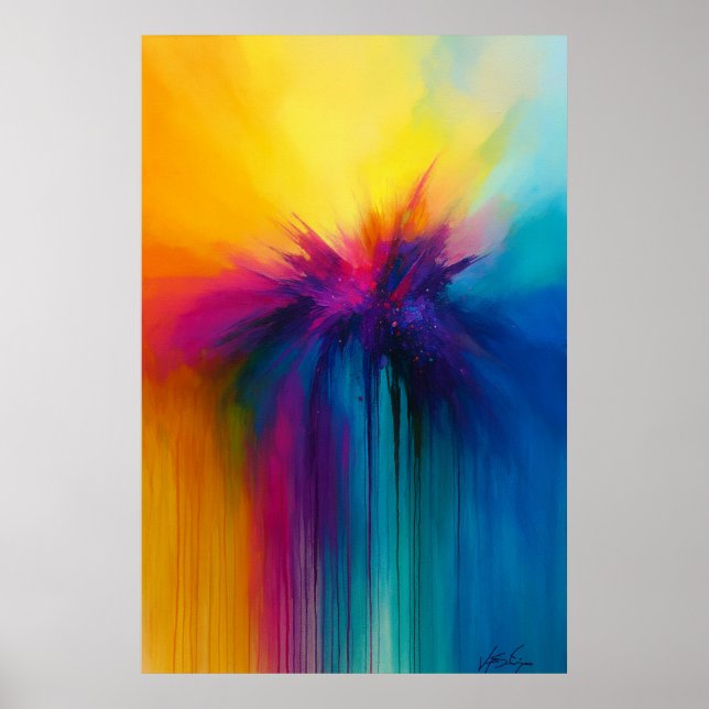 Póster Cascada de explosión abstracta Colorburst (Frente)