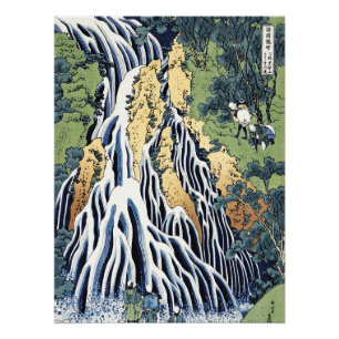 Póster Cascada de Kirifuri cerca de la montaña Kurokami H