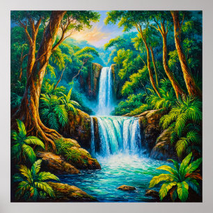 Póster Cascada de la Selva Tranquila