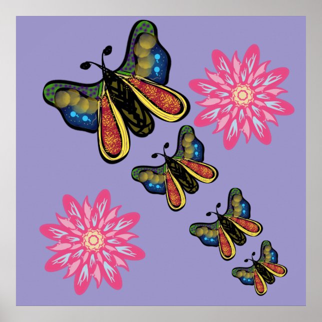 Póster Cascada de Mariposas Artísticas Personalizadas (Frente)