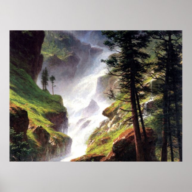 Póster Cascada de Montaña Rocky - Albert Bierstadt (Frente)