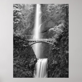 Póster Cascada de Multnomah Falls con puente Benson
