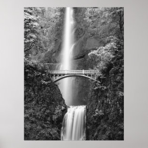 Póster Cascada de Multnomah Falls con puente Benson