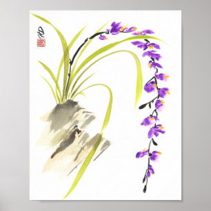 Póster Cascada de Orquídea Púrpura