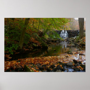 Póster Cascada de otoño y arroyo Pensilvania Naturaleza