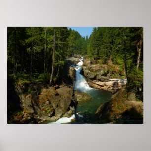 Póster Cascada de Plata en el Parque Nacional Mount Raini