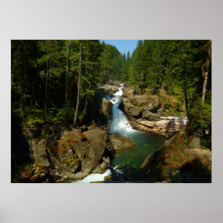 Póster Cascada de Plata en el Parque Nacional Mount Raini