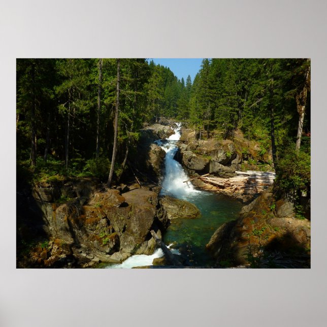 Póster Cascada de Plata en el Parque Nacional Mount Raini (Frente)