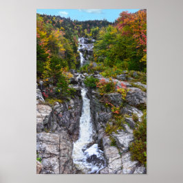 Póster Cascada de plata en otoño, New Hampshire