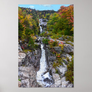 Póster Cascada de plata en otoño, New Hampshire