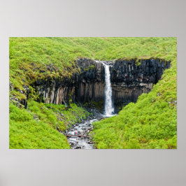 Póster Cascada de Svartifoss en Skaftafall, Islandia