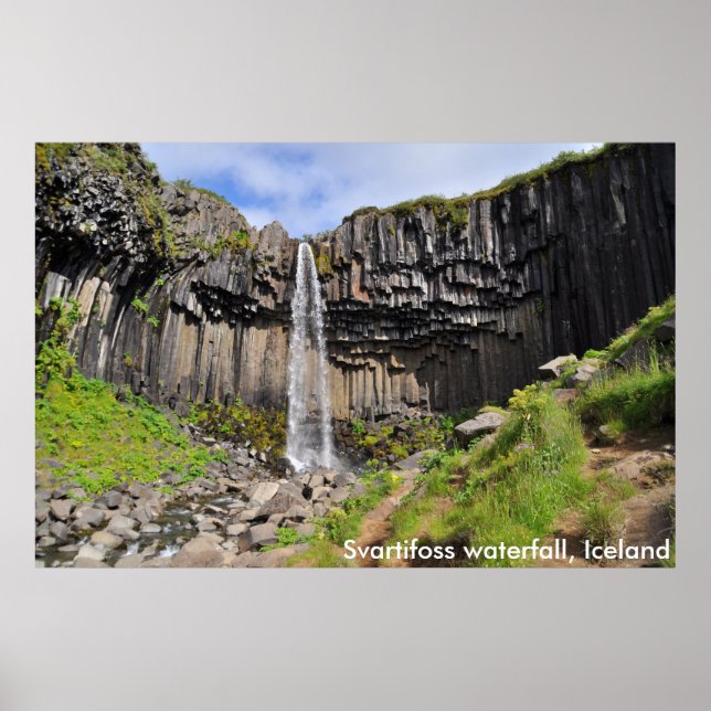Póster Cascada de Svartifoss, Islandia (Frente)