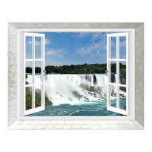 Cascada de Trompe l'oeil Vista de ventana falsa