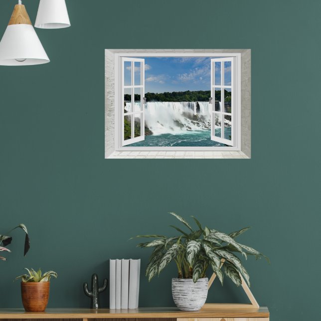 Póster Cascada de Trompe l'oeil Vista de ventana falsa (Salón 1)