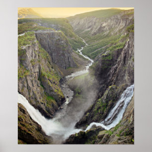 Póster Cascada de Voringsfossen en el poster de Noruega