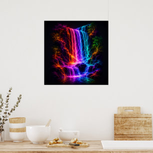 Póster Cascada del espectro eléctrico con árboles luminos