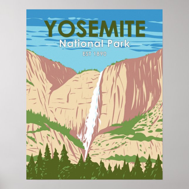Póster Cascada del Parque Nacional Yosemite en California (Frente)