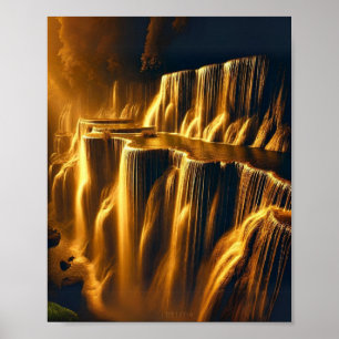 Póster Cascada dorada Abstract Wall Art