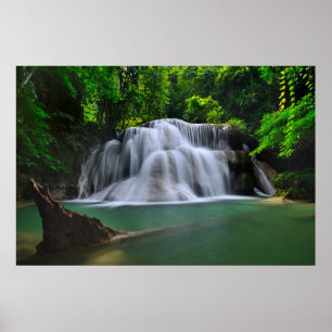 Póster Cascada el   Kanchanaburi, Tailandia de Erawan