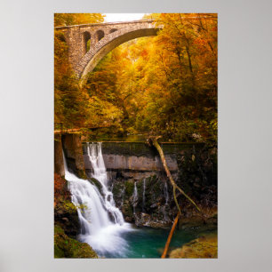 Póster Cascada en el cañón de la garganta de Vintgar en o