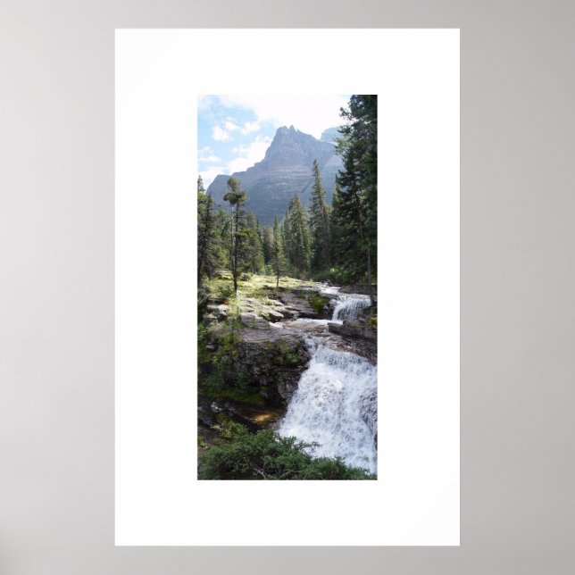 Póster Cascada en el Parque Nacional Glacier (Frente)