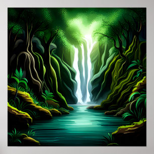 Póster Cascada en la selva