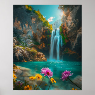 Póster Cascada etérea en primavera