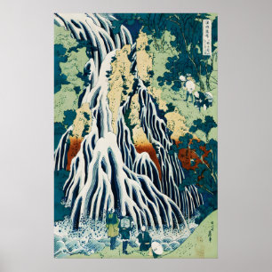 Póster Cascada Kirifuri en la montaña Kurokami Japones