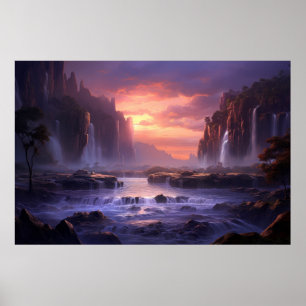 Póster Cascada Majestuoso paisaje